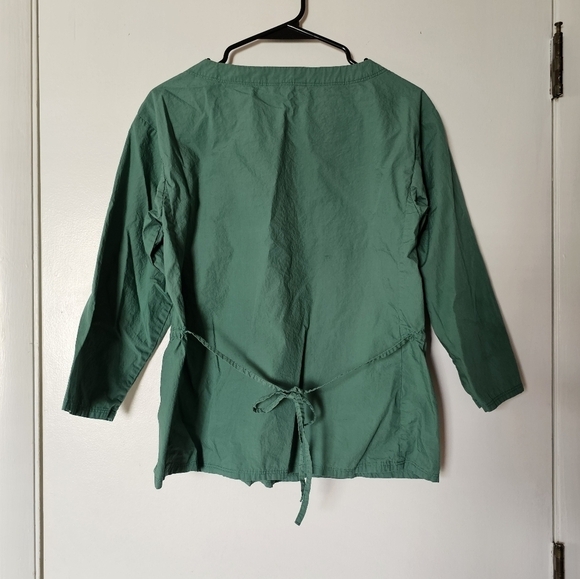 GAP cotton green oversized light quarter sleeve poplin peplum top Size XS - Picture 7 of 8